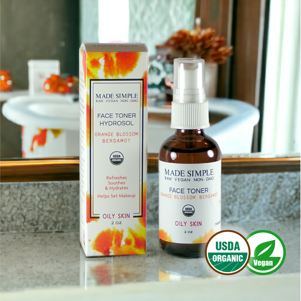 Orange Blossom Bergamot Face Toner for Oily Skin - Certified Organic, Vegan & Cruelty-free