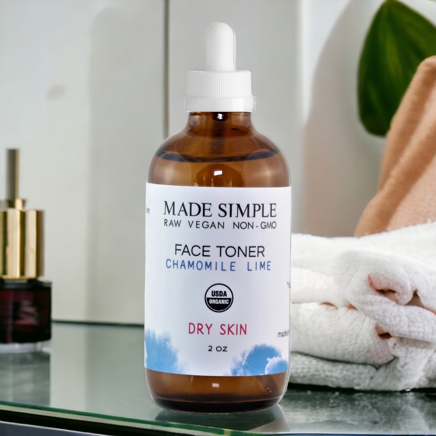 Chamomile Lime Face Toner for Dry Skin - Certified Organic, Vegan & Cruelty-free
