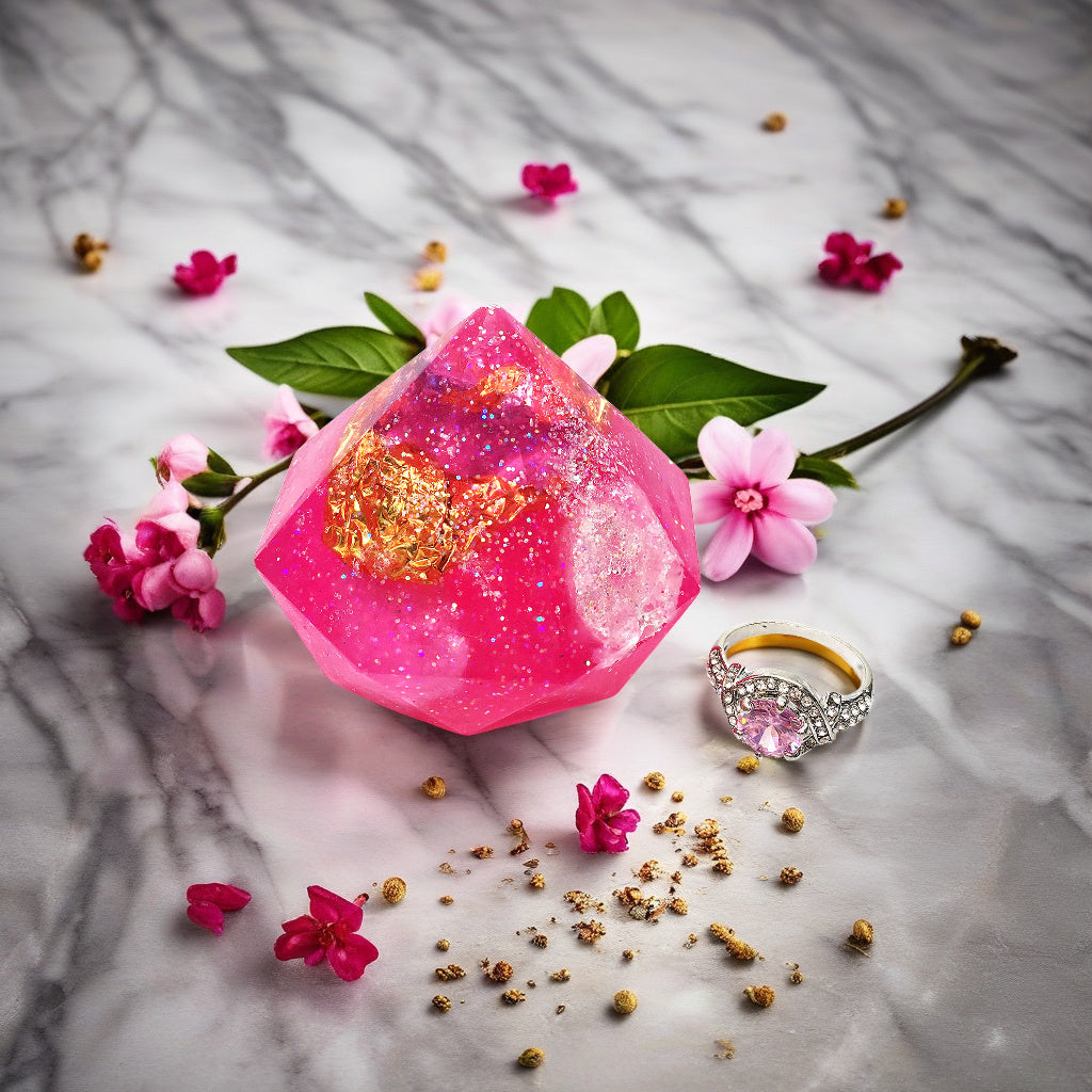 Rose Quartz Birthstone Gem Soap with Hidden Silver Ring