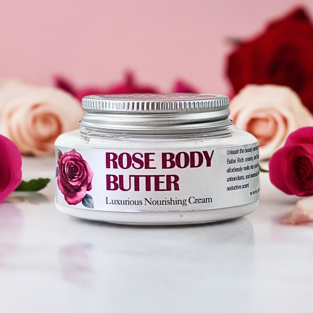 Rose Body Butter for Dry and Sensitive Skin, Luxurious Nourishing Cream
